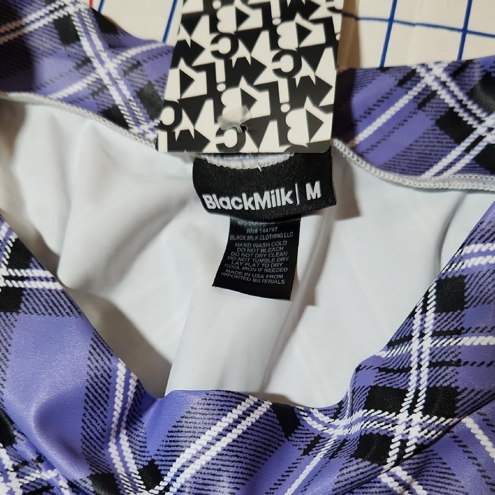 NWT Blackmilk Lavender Tartan Pocket Skater Skirt M - Picture 2 of 4